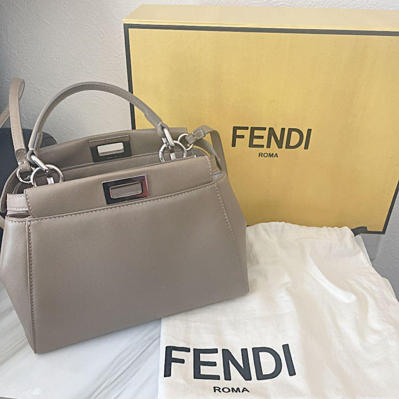 Fendi Peekaboo Mini Handbag Crossbody Shoulder Bag Leather