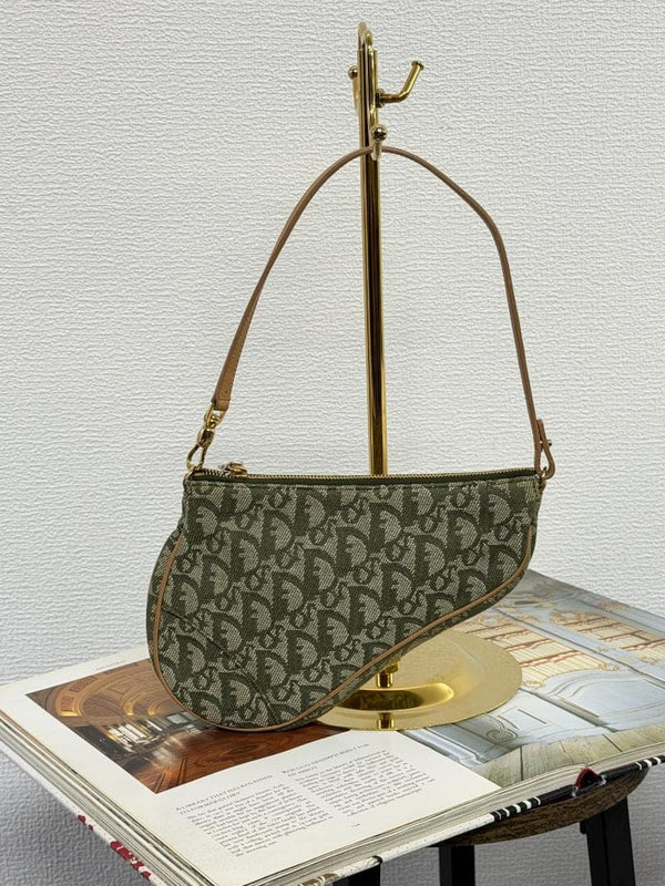 Dior Saddle Bag Mini Handbag Crossbody Shoulder Green