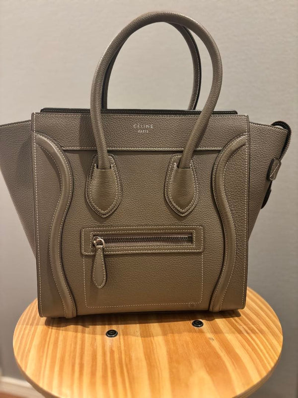 Celine Luggage Micro Handbag Beige Leather Tote