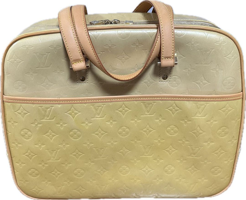 Louis Vuitton Vernis Sutton Boston Bag Monogram Beige Enamel Leather
