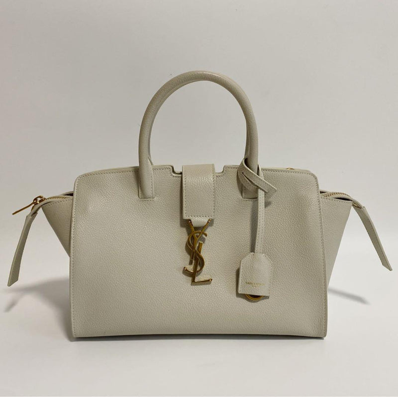 Saint Laurent Cabas 635346 Handbag Leather Ivory