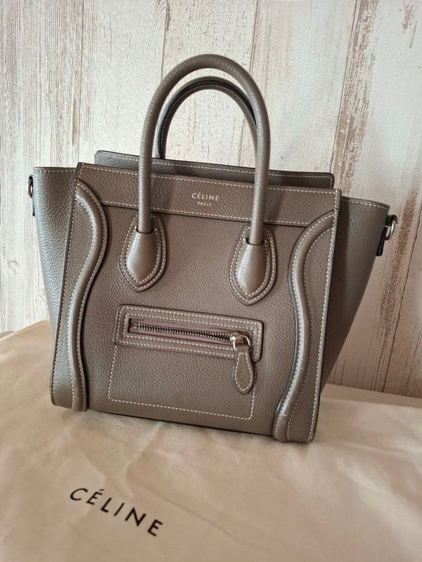 Celine Luggage Nano Handbag Suri Leather Old Logo Phoebe Era