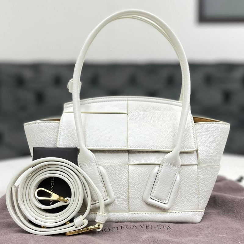 Bottega Veneta Mini The Arco 600606 Handbag Leather White Gold Hardware