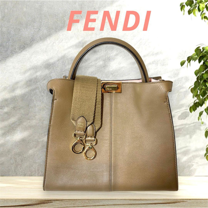 Fendi Peekaboo X-lite Medium 8BN310 Shoulder Handbag Leather Gold Hardware