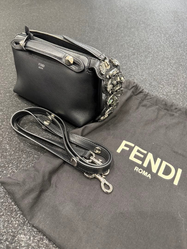 Fendi By The Way Mini Handbag Black Leather Crossbody Shoulder Bag