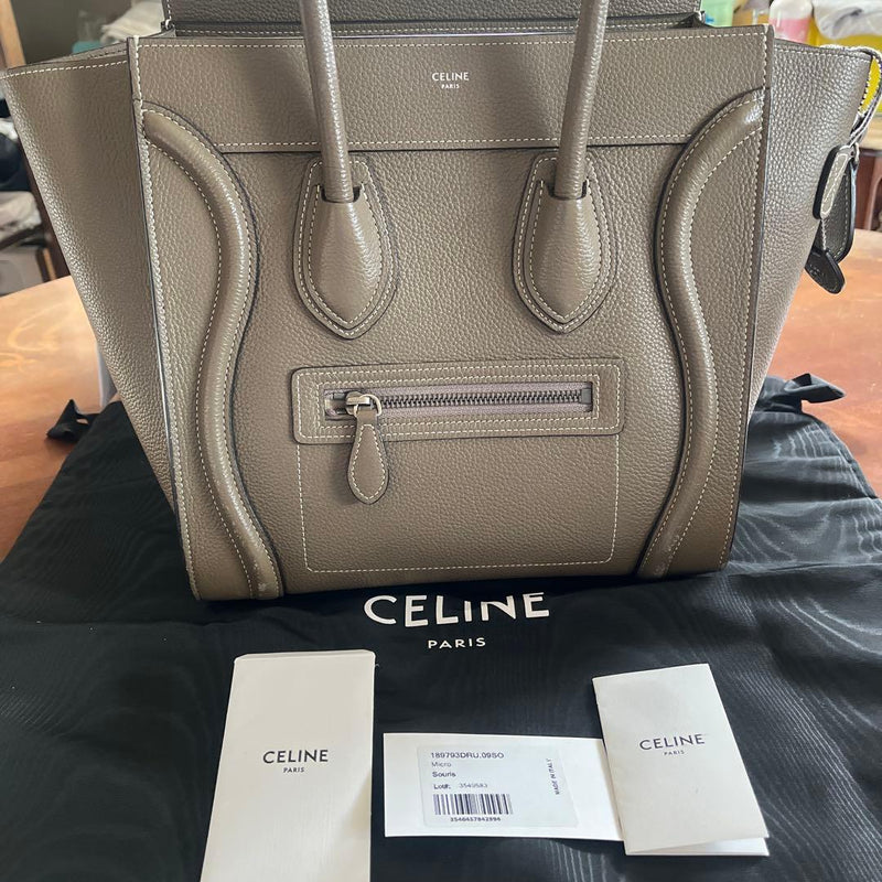 Celine Micro Souris Handbag Leather Gray