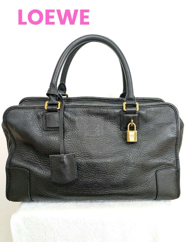 Loewe Amazona 28 Handbag Black Leather Gold Hardware