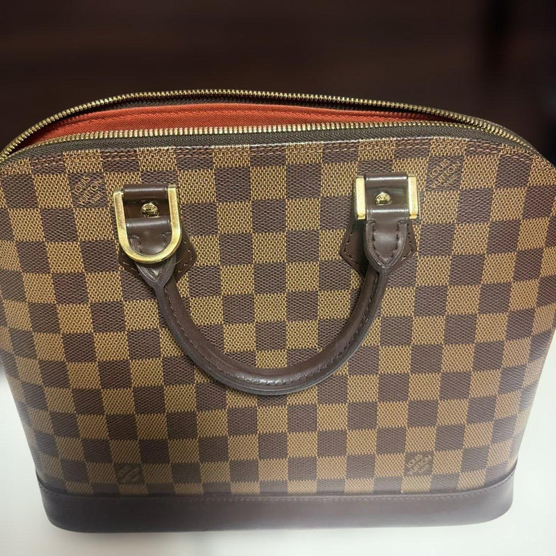 Louis Vuitton Alma Pm Damier Handbag Brown Leather Gold Hardware