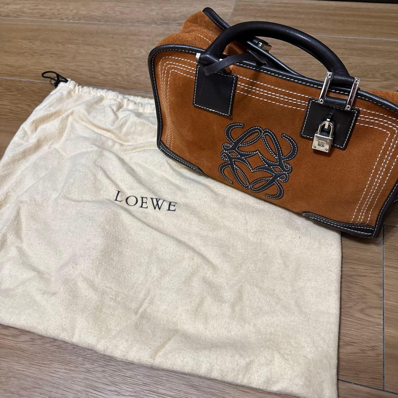 Loewe Amazona Handbag Suede Leather Anagram Tote Bag Padlock