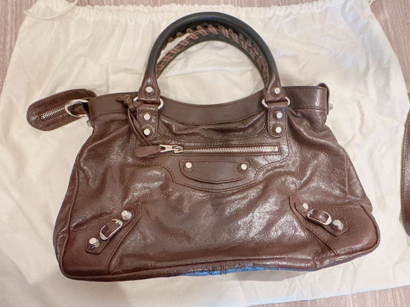Balenciaga Handbag Shoulder Bag Brown Leather Braided Handle