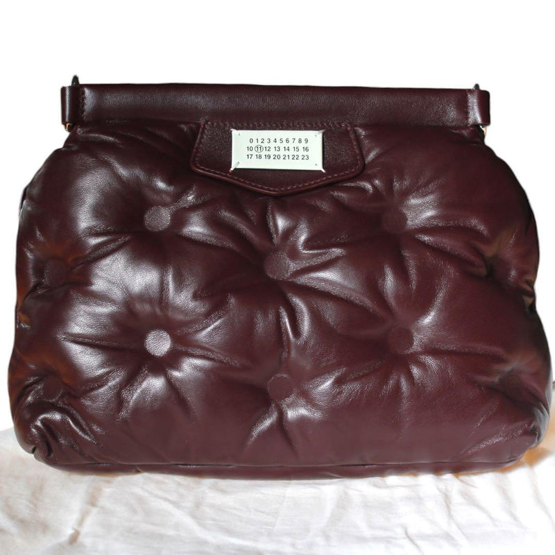 Maison Margiela Glam Slam Clutch Bag Burgundy Quilted Leather