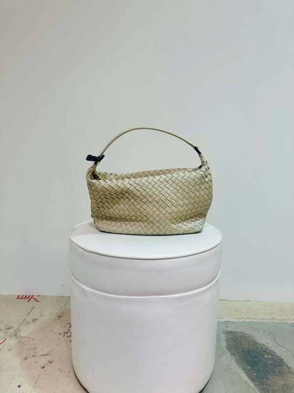 Bottega Veneta Intrecciato Handbag Shoulder Bag Leather Ivory