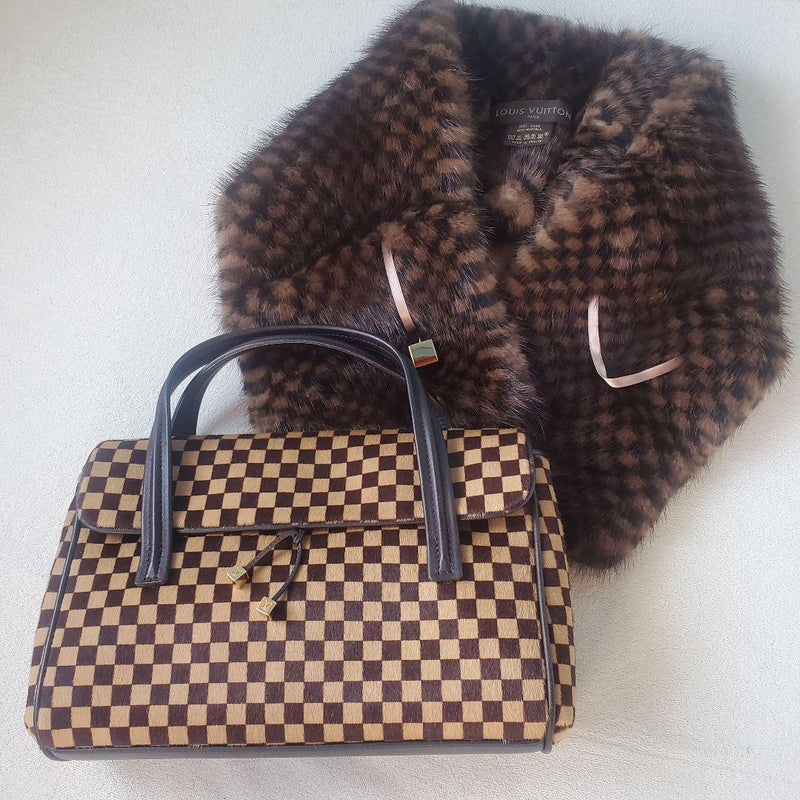 Louis Vuitton Damier Mink Muffler Haircalf Handbag Set