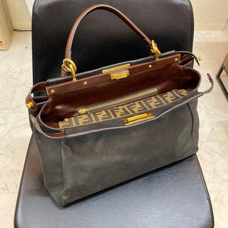 Peekaboo Handbag Shoulder Bag Suede Leather