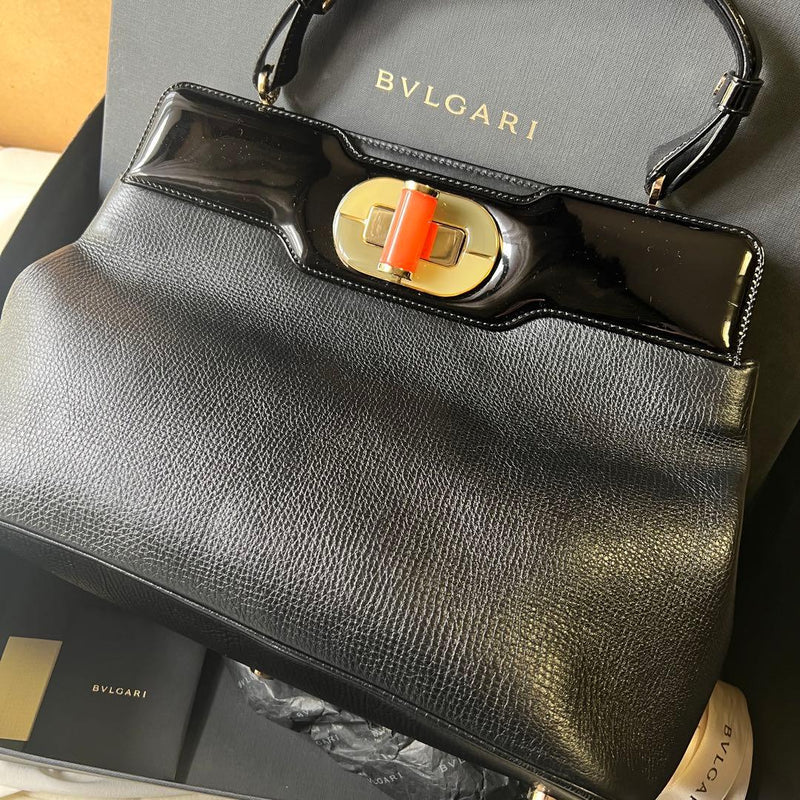Bvlgari Isabella Rossellini 2-Way Handbag Shoulder Bag Natural Stone Cloisonne