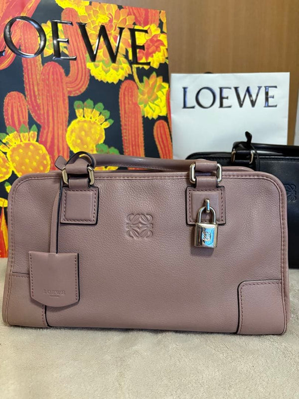 Loewe Amazona 28 Handbag Leather Mauve Pink Lock Key