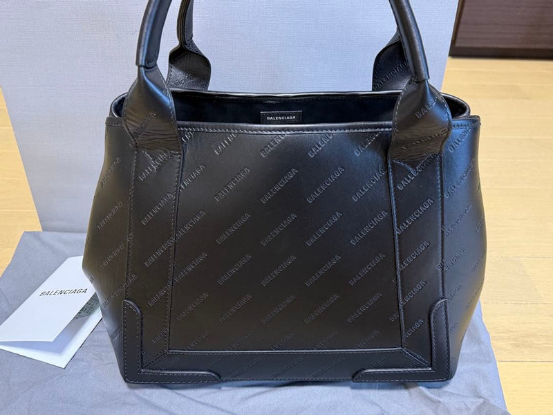 Balenciaga Tote Bag Handbag Black Leather Logo Unused With Storage Bag