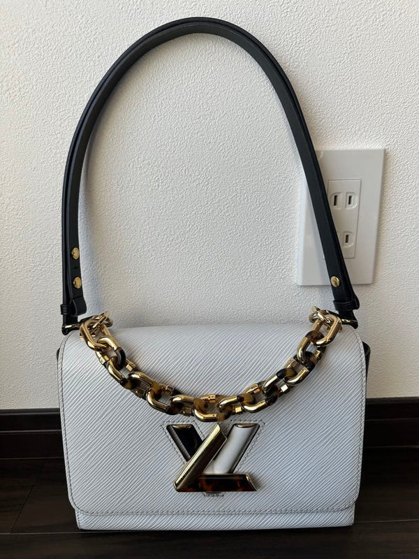 Louis Vuitton Twist Handbag Epi Leather White Gold Chain