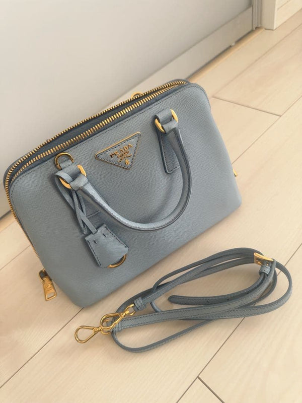 Prada Mini Handbag Shoulder Bag Leather Light Blue