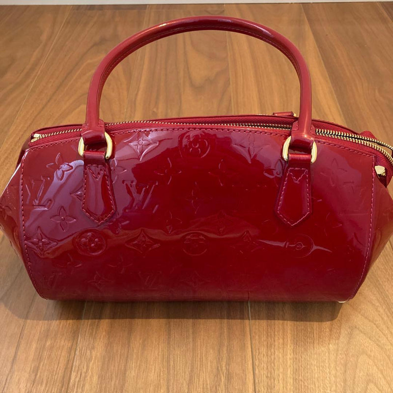 Louis Vuitton Monogram Handbag Red Enamel