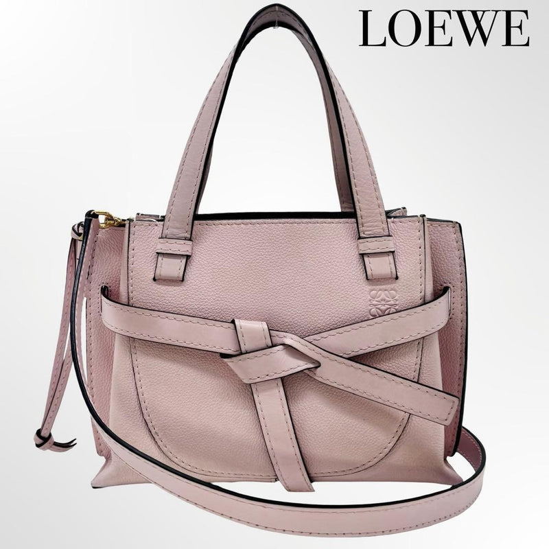 Loewe Gate Top Handle Mini Anagram 2WAY Handbag Leather Blossom Pink