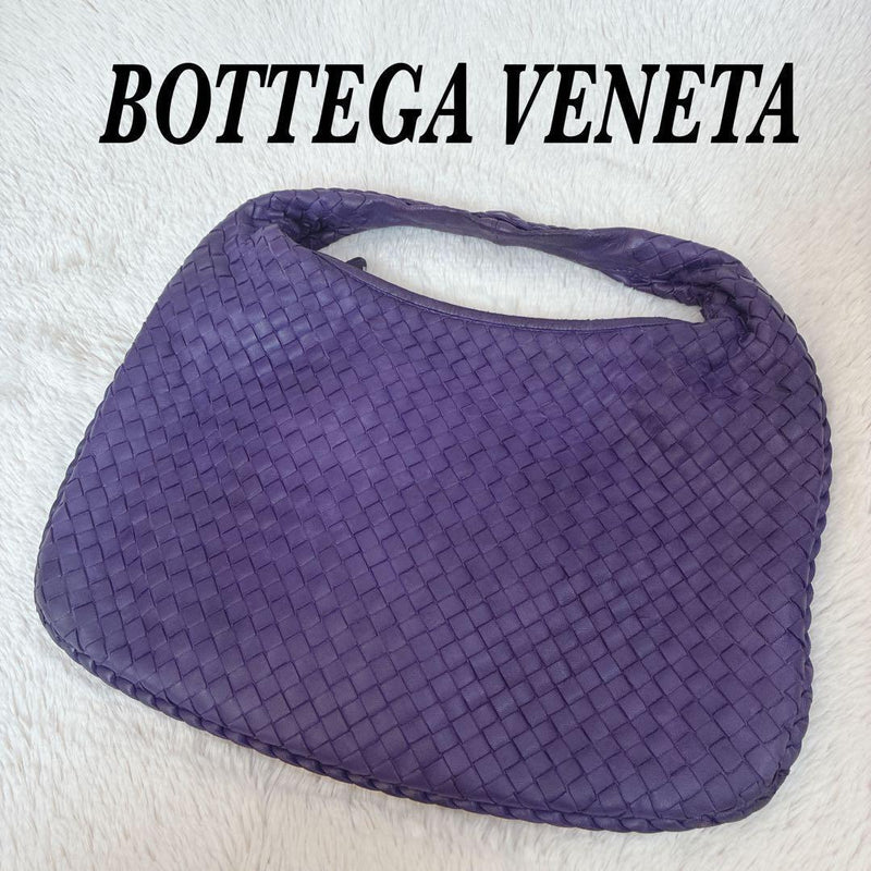 Bottega Veneta Intrecciato Shoulder Bag Handbag Leather Purple