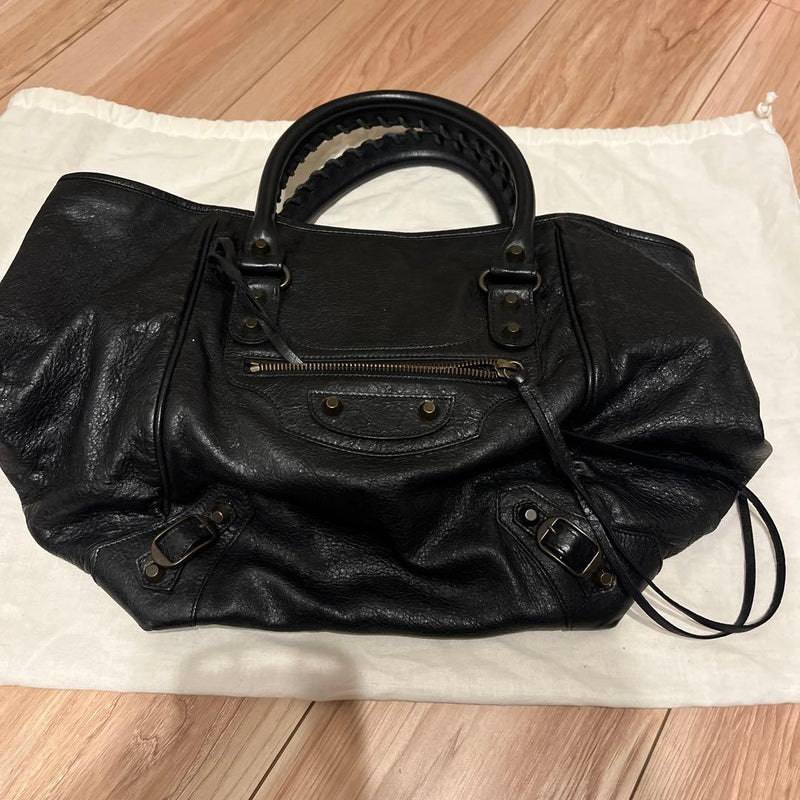 Balenciaga Sunday Handbag Shoulder Bag Black Leather