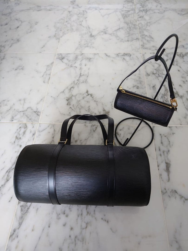 Louis Vuitton Soufflot Handbag Epi Leather Noir Black