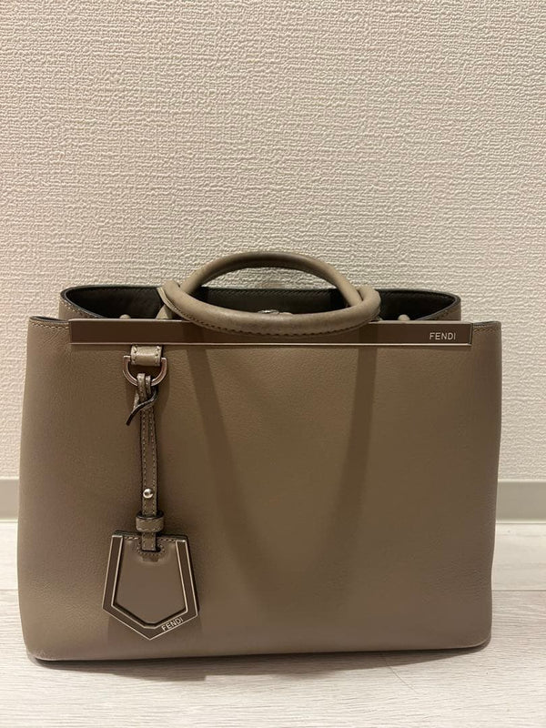 Fendi Tote Bag Gray Leather Shoulder Handbag