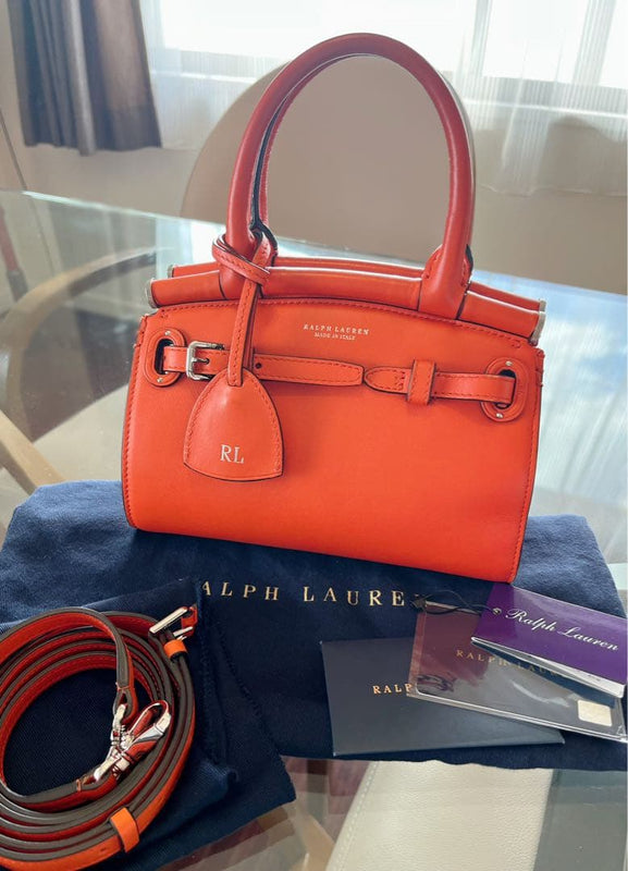 Ralph Lauren The RL50 Mini Clementine Handbag Orange Leather