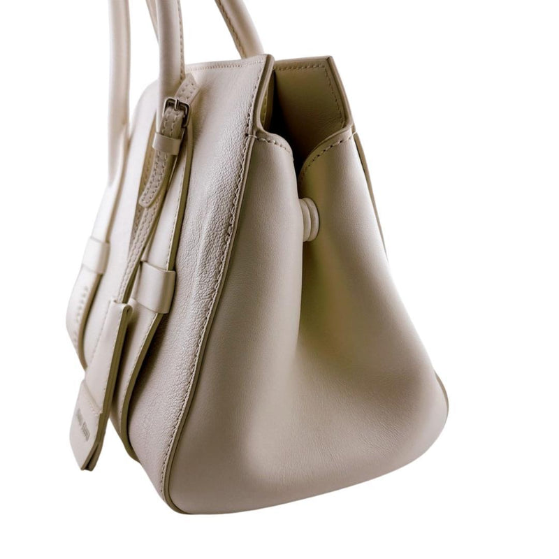 Miu Miu Madras Leather Tote Shoulder Bag White Goat Leather
