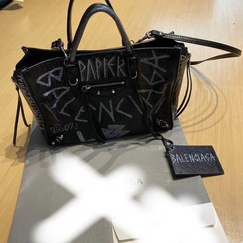 Balenciaga Handbag Tote Bag Leather Black
