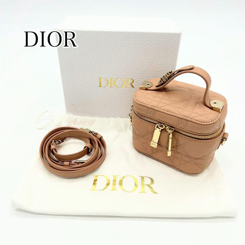 Dior Lady Dior Micro Vanity Bag Cannage Lambskin Leather Pink Shoulder