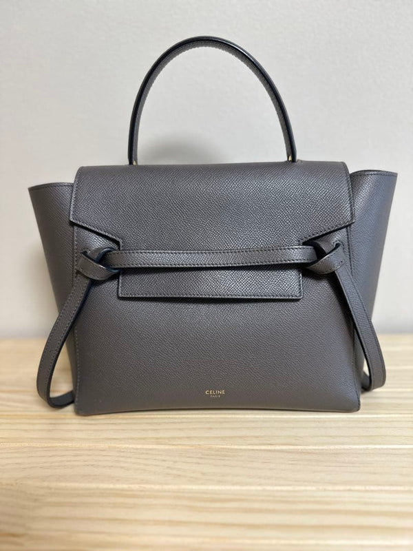 Celine Micro Belt Bag Gray Grained Calfskin Shoulder Bag