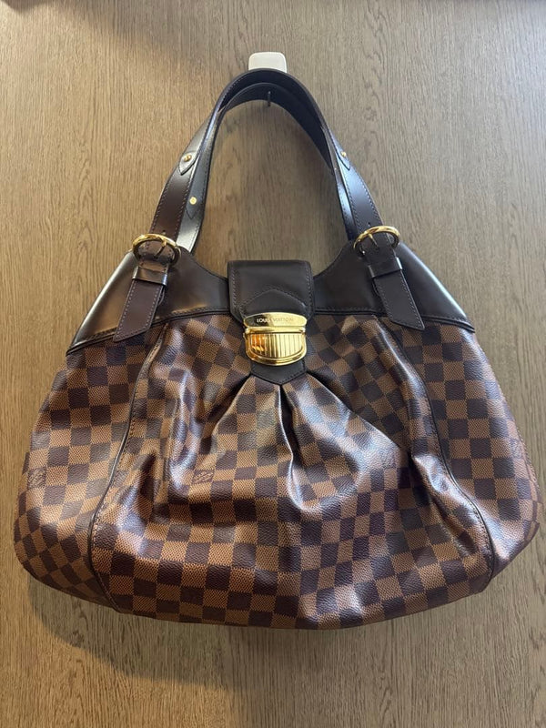 Louis Vuitton Damier Sistina Handbag Shoulder Bag Brown Gold Hardware