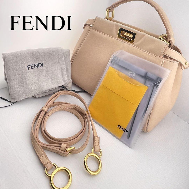 Fendi Mini Peekaboo Nappa Hand Shoulder Bag Leather