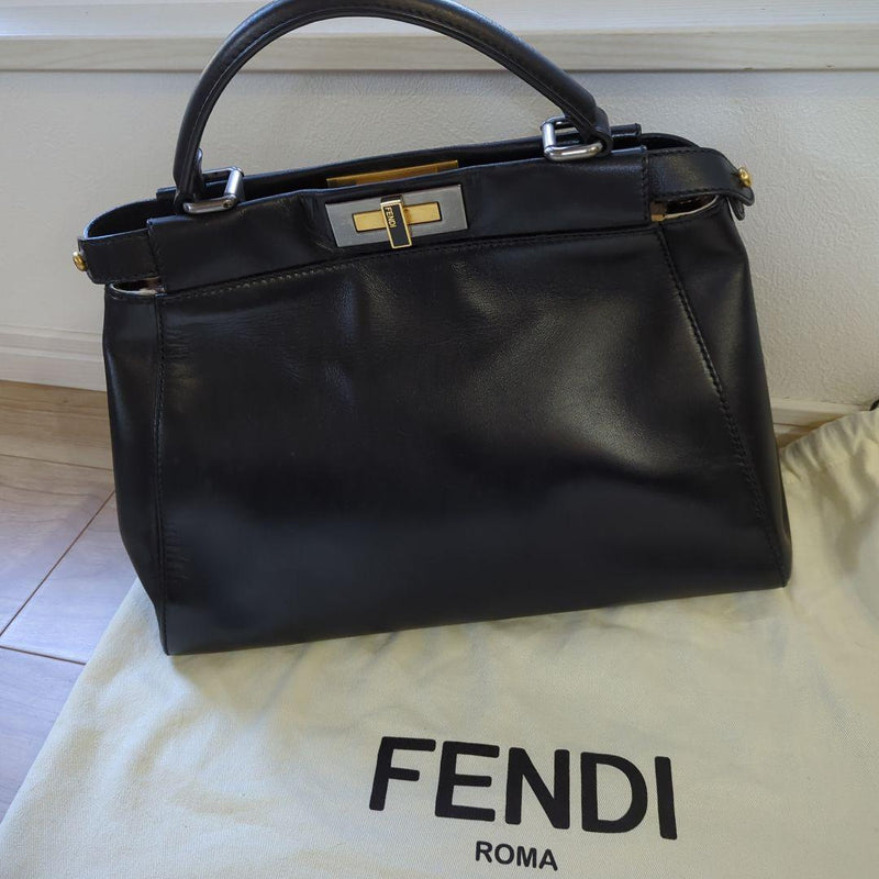 Fendi Peekaboo Medium Handbag Black Leather
