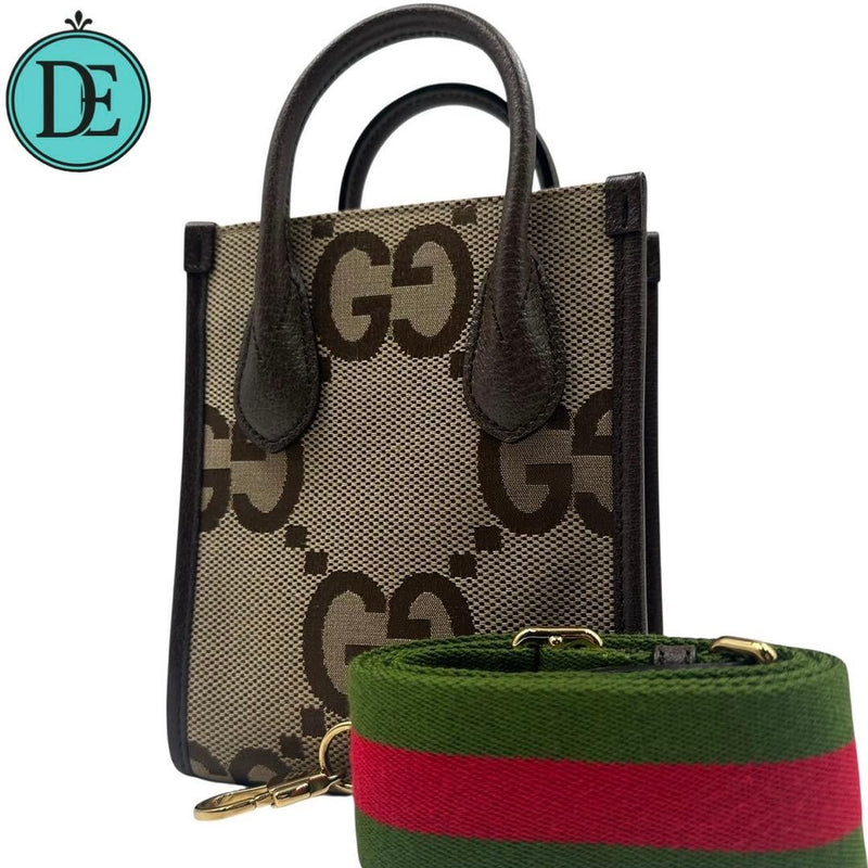Gucci Jumbo Gg Sherry Line 2-Way Handbag Shoulder Bag Canvas Leather Gold