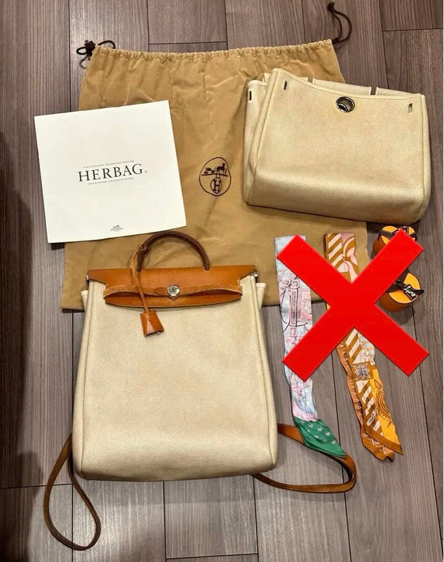 Hermes Herbag Ad Pm Backpack Square C Leather Canvas Shoulder Bag