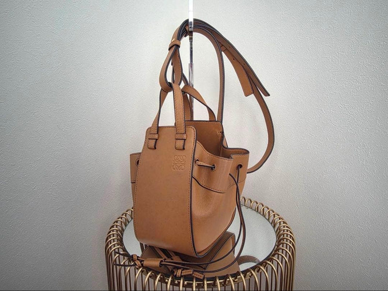 Loewe Hammock Drawstring Mini Handbag Shoulder Bag Leather Camel