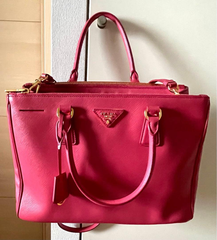 Prada Saffiano Leather 2-way Shoulder Bag Pink Crossbody Handbag
