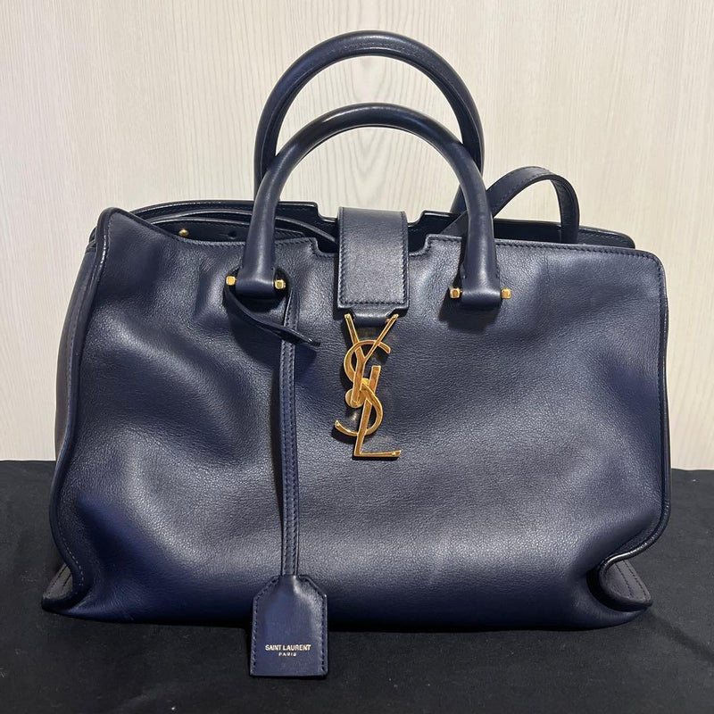 Handbag Shoulder Bag Tote Leather Navy Blue