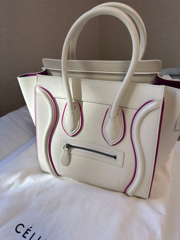 Celine Luggage Tote Handbag White