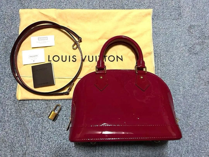 Louis Vuitton Alma Bb Handbag Shoulder Bag Vernis Magenta Dark Pink