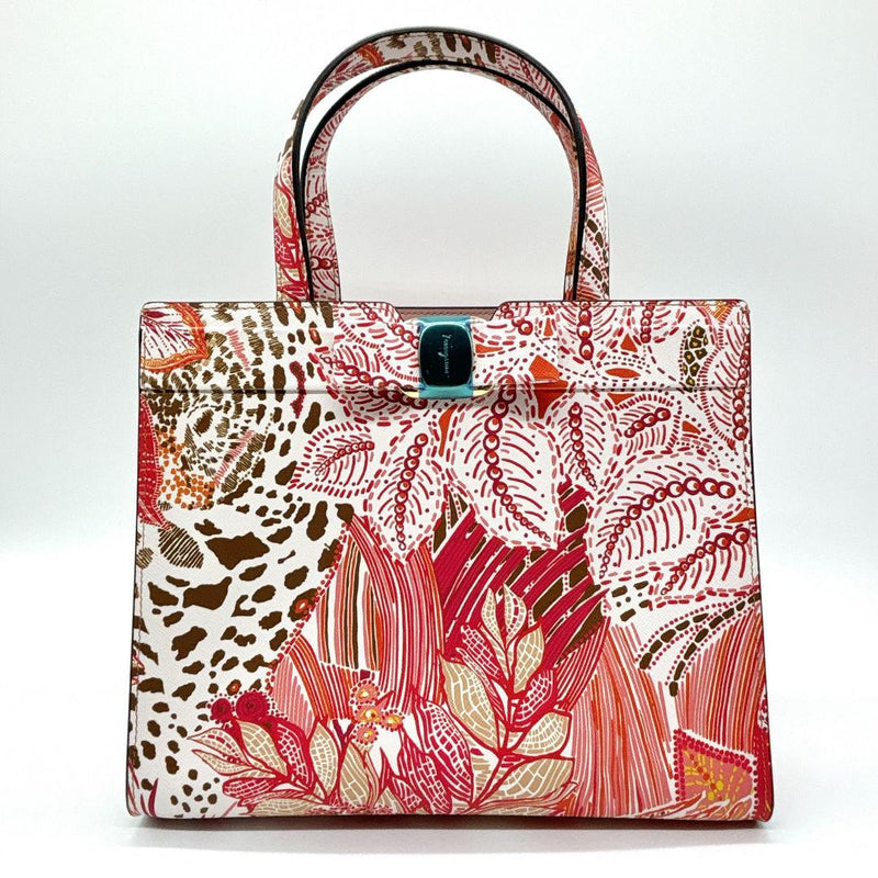 Salvatore Ferragamo Vara Ribbon 2-Way Handbag Floral Pink Leather