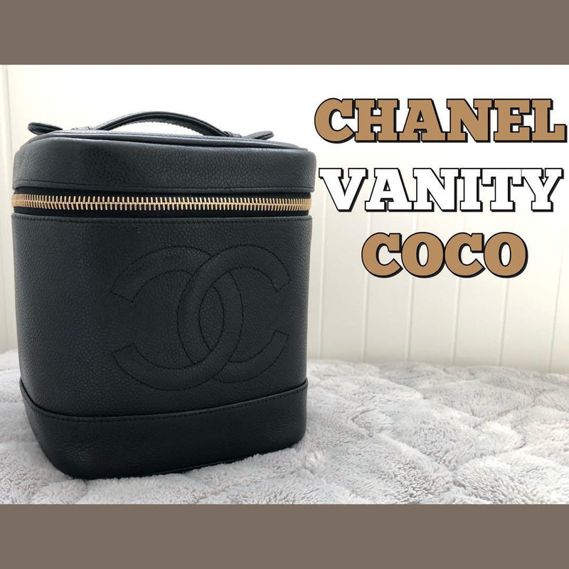 Chanel Vanity Bag 3815411 Handbag Caviar Skin Black Coco Mark Cc Logo