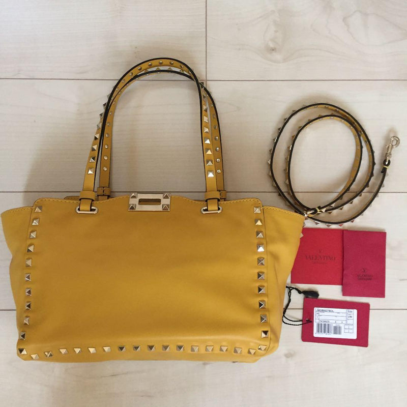 Valentino Tote Bag Yellow Leather Handbag