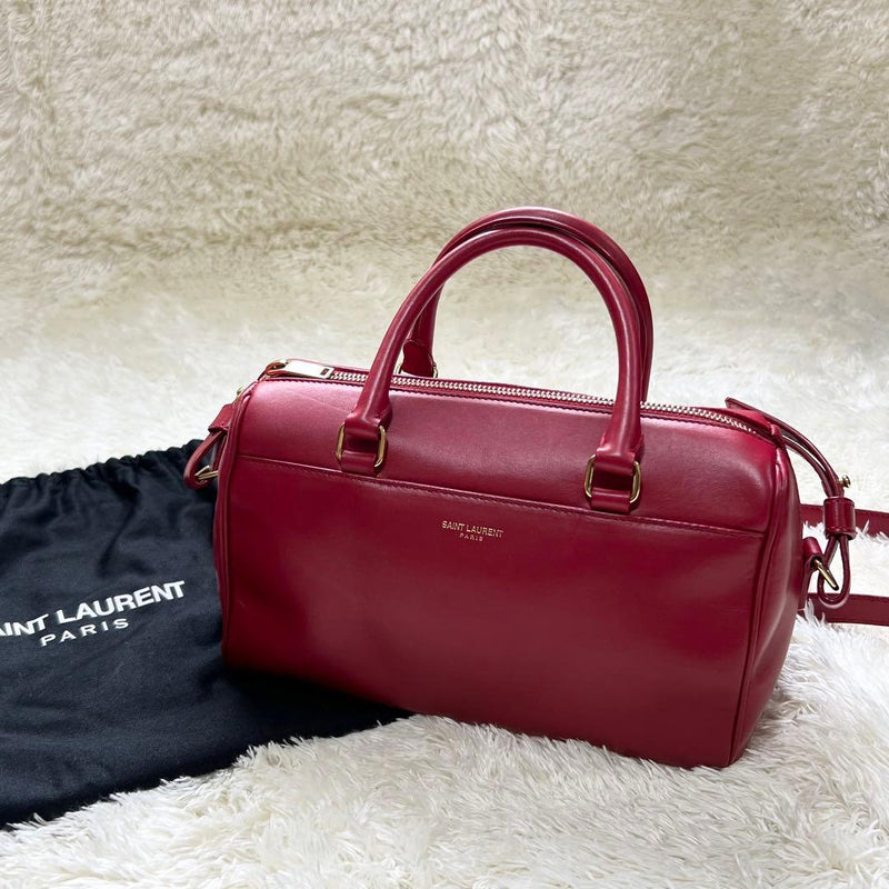 Saint Laurent Classic Baby Duffle Handbag Shoulder Bag Red Leather