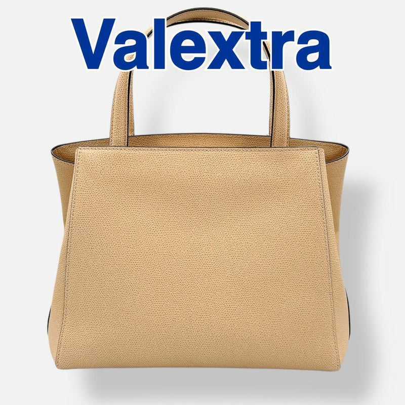 Valextra Triennale 451157 Handbag Shoulder Bag Calfskin Beige Gold Hardware
