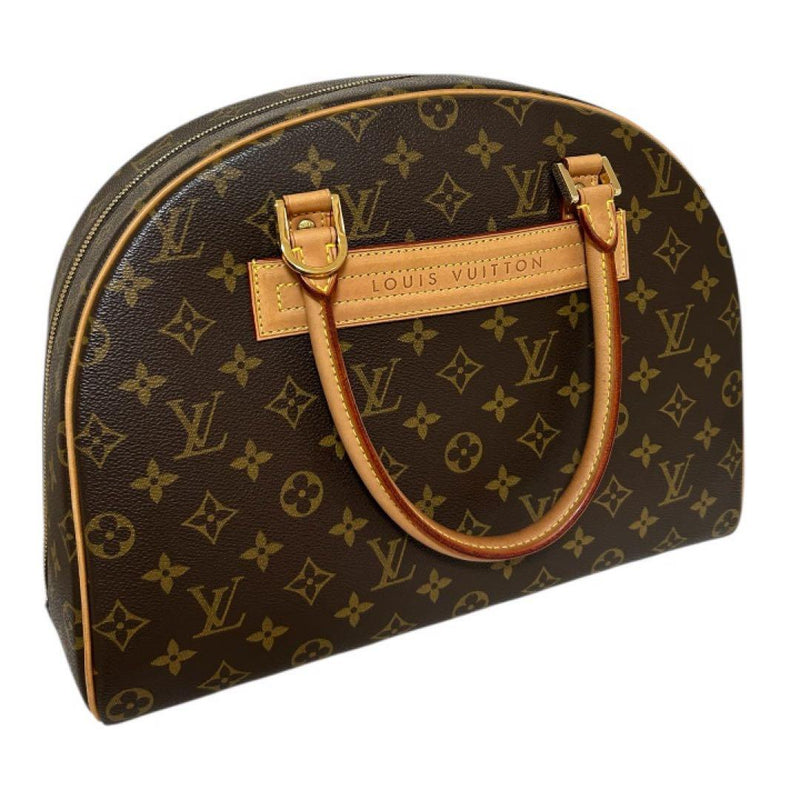 Monogram Round Shoulder Bag Leather Brown